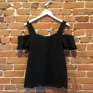 Black Blouse With Scalloped Bottom